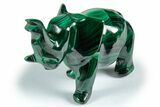 Polished Banded Malachite Elephant Carving - DR Congo #335563-1